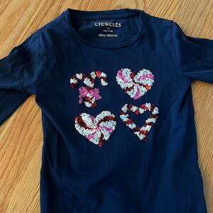 Crew cuts candy cane detail shirt, size 4-5
